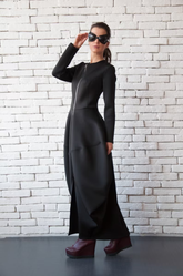 Bold Black Zipper Dress — Timeless Elegance in Two Luxurious Fabrics| غطس